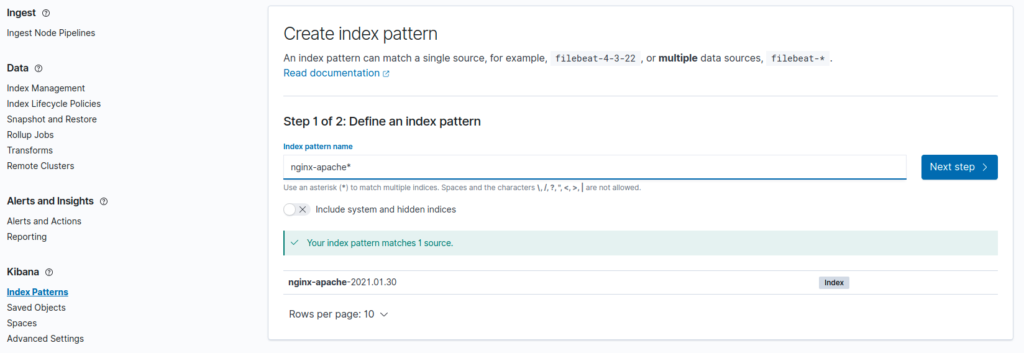 logstash index pattern