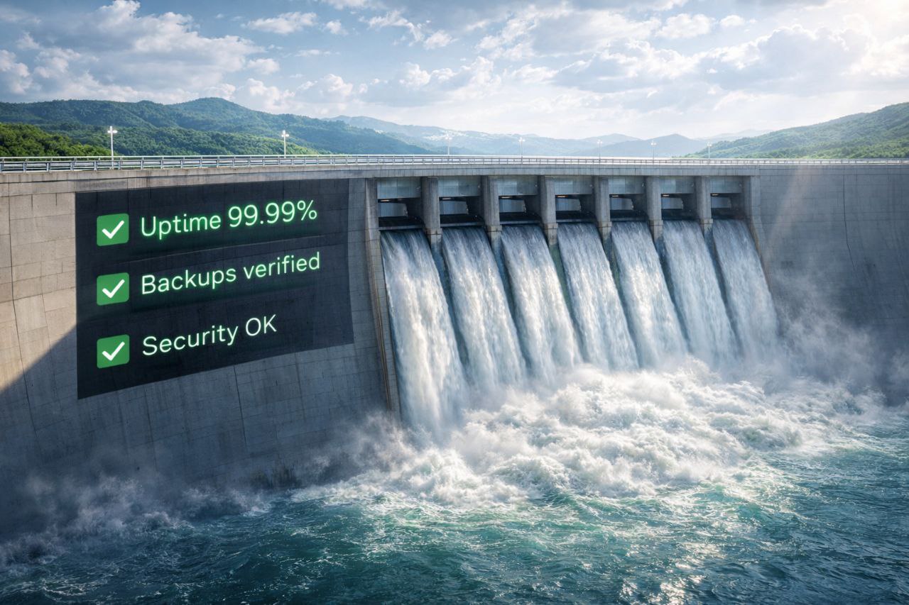 Maintenance serveurs Linux PME avec objectifs uptime, sauvegardes vérifiées et sécurité opérationnelle