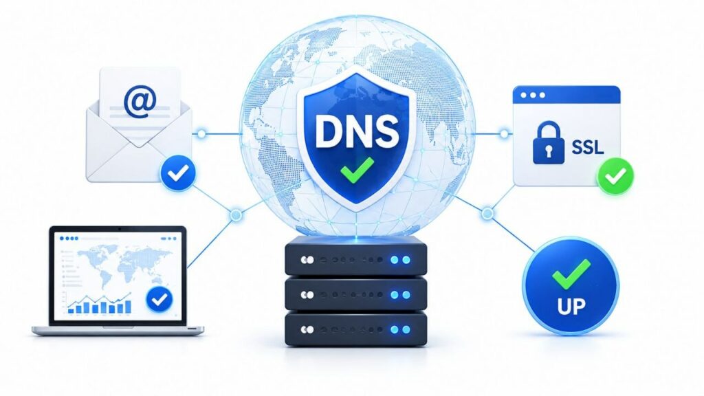 Illustration des erreurs DNS en production sur les emails, le SSL et la disponibilité