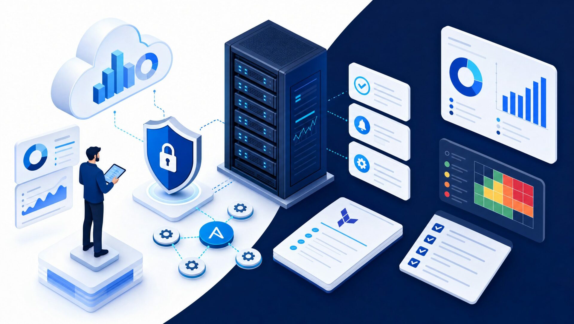 Illustration d'audit infrastructure Linux, FinOps, sécurité et observabilité