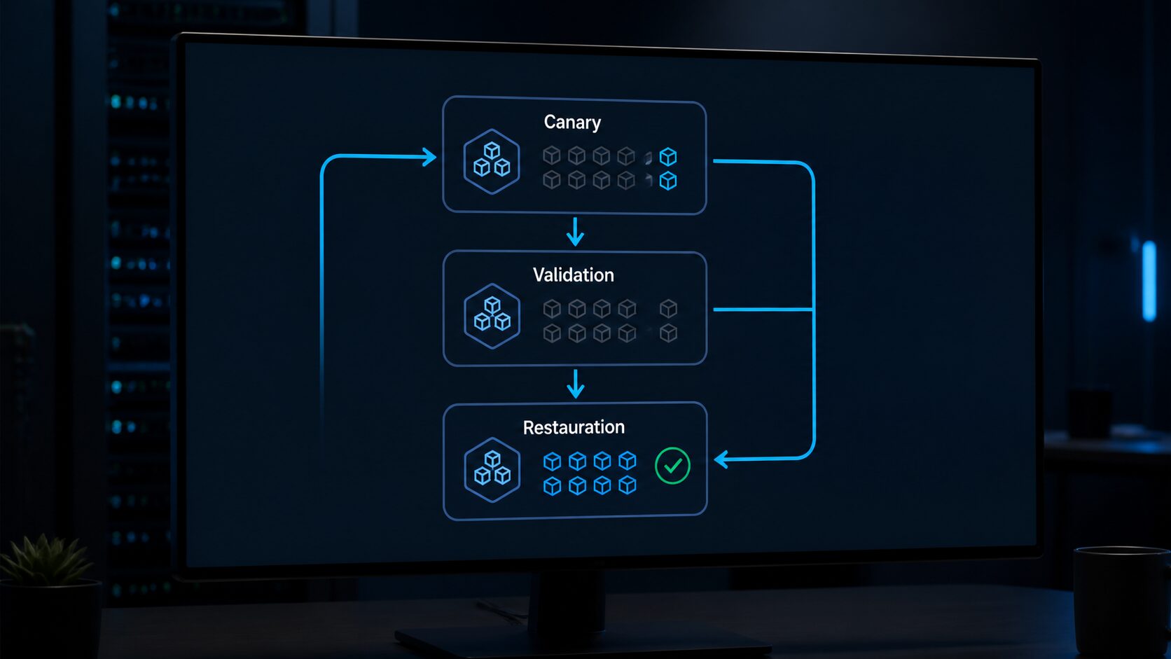 Rollback de mise à jour Kubernetes en production : schéma Canary, validation et restauration sur écran