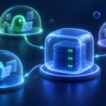 Illustration blob d’agents IA dans des labs isolés autour d’une VM de test dédiée