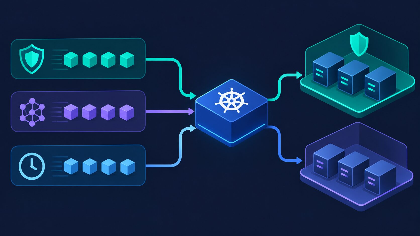 Infographie d'arbitrage des charges IA et batch dans Kubernetes