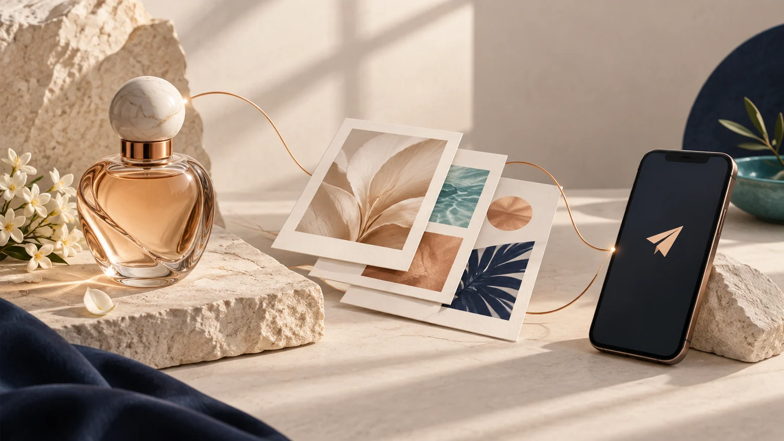 Illustration : parfumerie, contenus et pilotage depuis Telegram